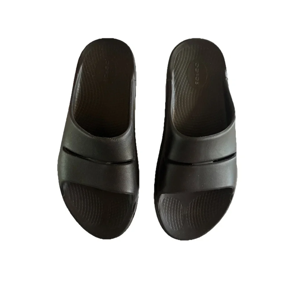 Men 9 OOFOS Men's OOahh Comfort Slide Lightweight Recovery Sandal Black